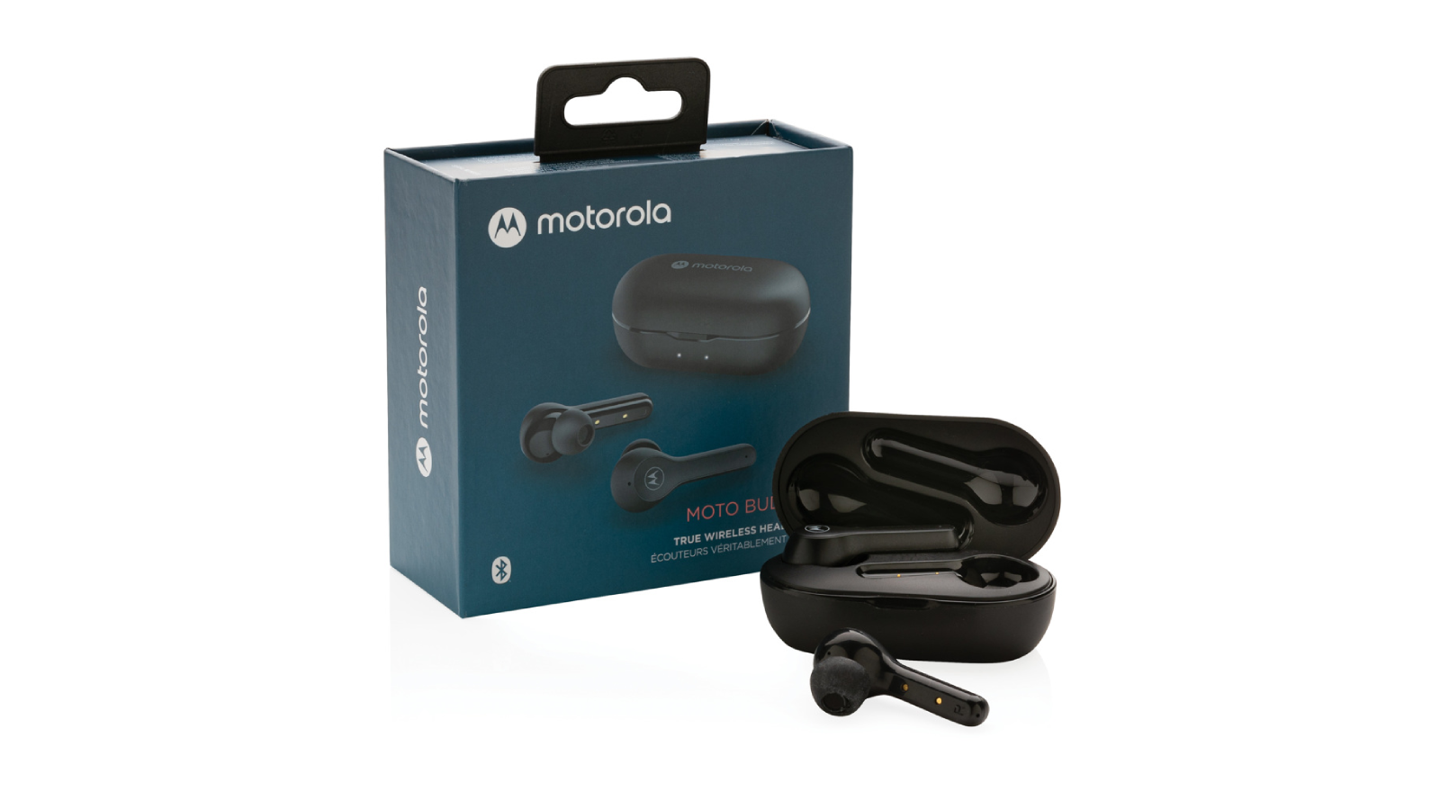 <p>Wireless Motorola earphones offered by Xindao</p>
