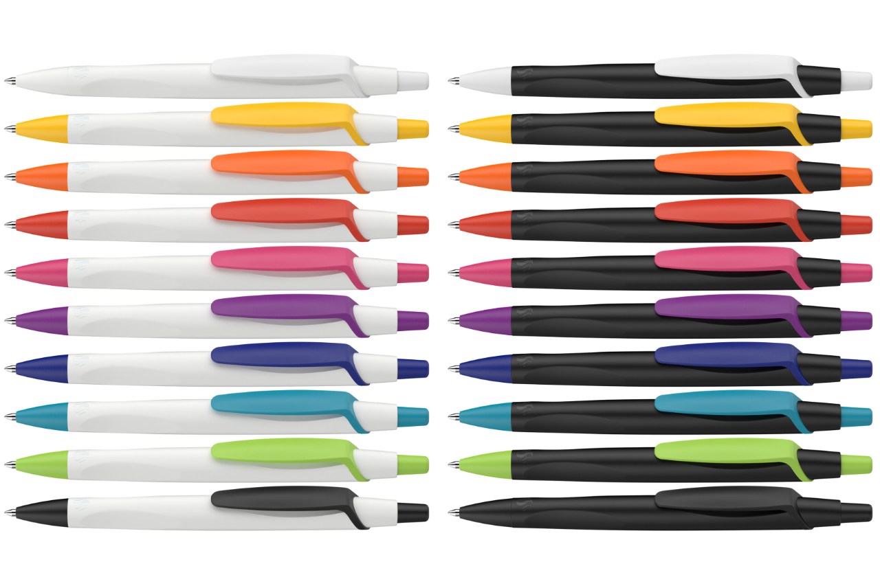 <p>Schneider’s Reco ballpoint pens, distributed exclusively for promotional purposes by Caimi, are made of 92% recycled plastic</p>
