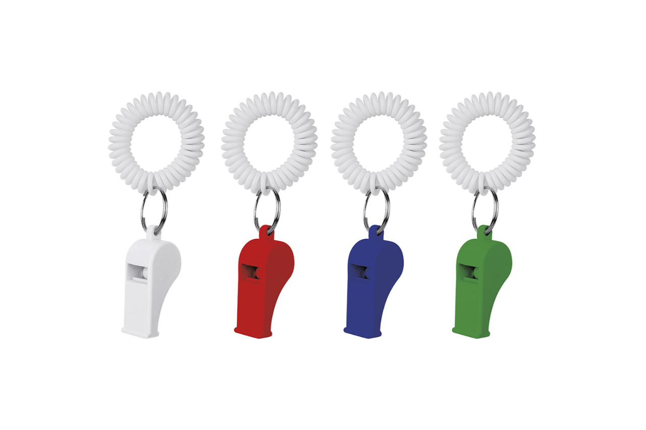 <p>For cycling fans, Silicon offers whistles and hand clappers that can be customised with pad printing</p>