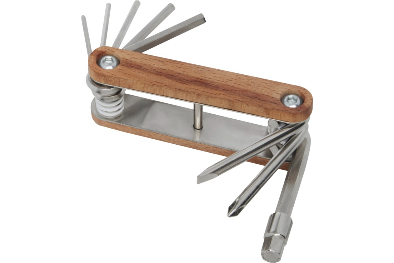<p>Pf Concept's multi-tool, made of beech wood and stainless steel, can be customised with laser engraving</p>