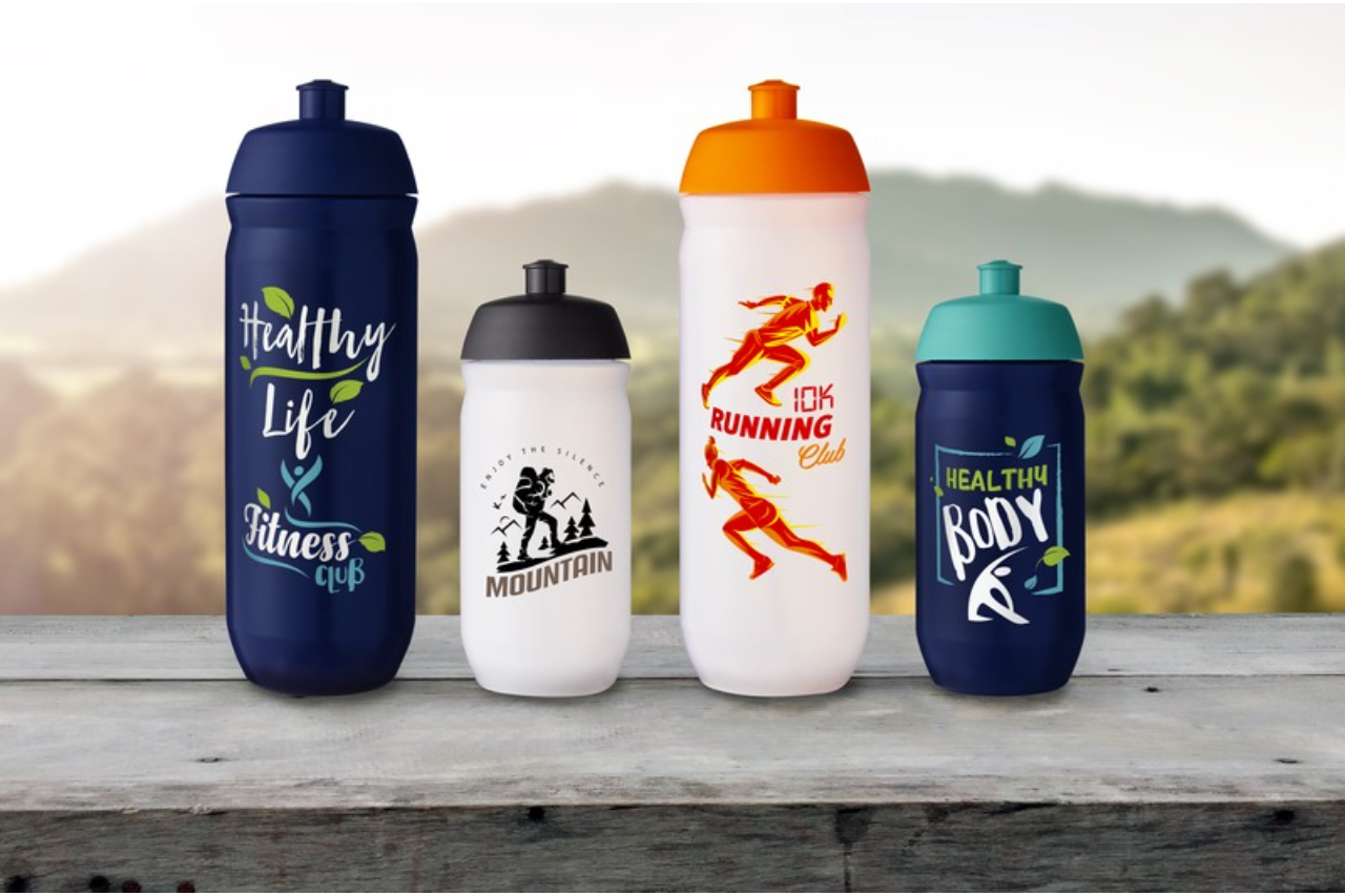 <p>Pf Concept's personalised sports flasks are made of flexible medium-density polyethylene and have a removable screw-on lid</p>