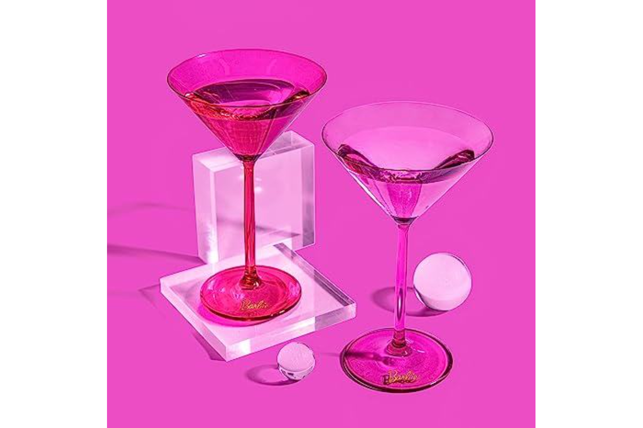 <p>The cocktail glasses created by the collaboration between Mattel and Dragon</p>
