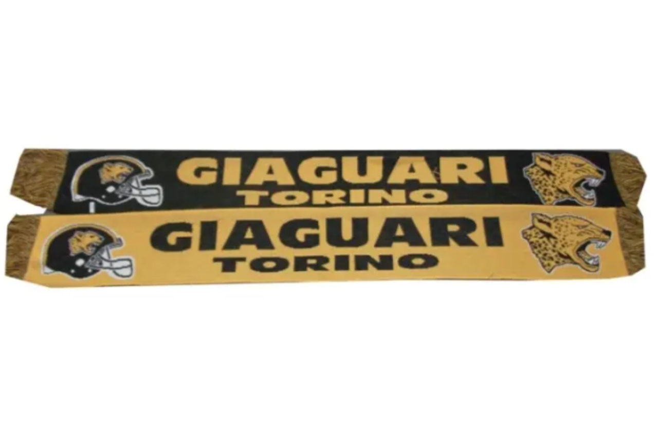 <p>Scarves made by Shirts and Scarves for the Giaguari, American football team from Turin</p>