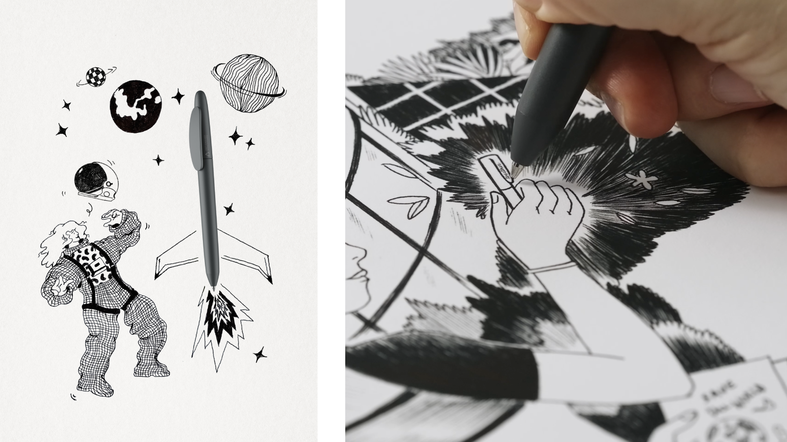 <p>Alcuni Illustratori di talento interpretano e usano le penne Maxema</p>
