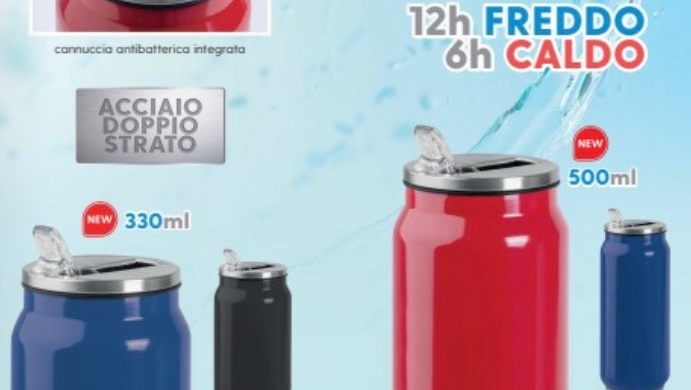 <p>Water bottles in canister-style, with double wall and anti-bacterial spout also made in a version suitable for sublimation printing</p>