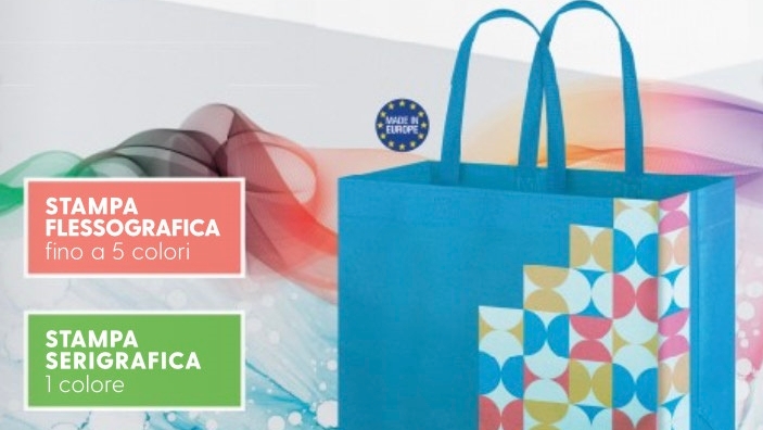 <p>100% sustainable shoppers made of Tnt mixed with rPET and printed with eco-friendly inks</p>